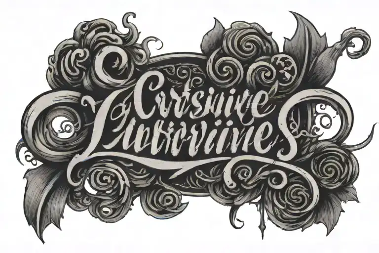 Cursive Lettering With Gothic Shading And Effects