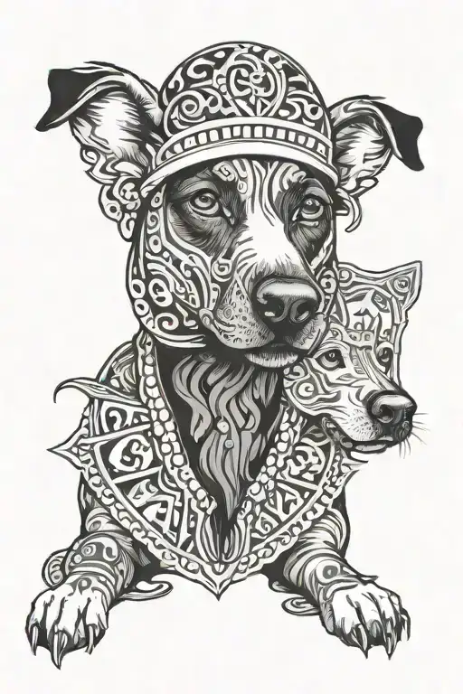 Girl Dollar Money Tribal Dog Portrait
