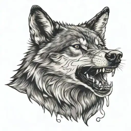 Wolf With Butter Fly Landing On His Nose