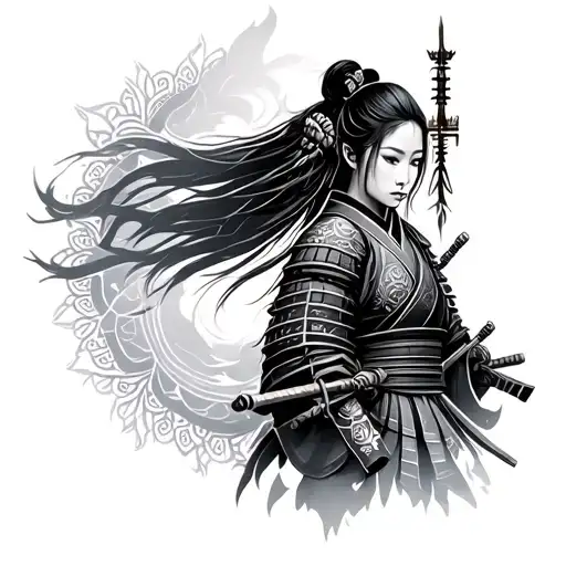 Female Samurai Warrior Temple And Mandala