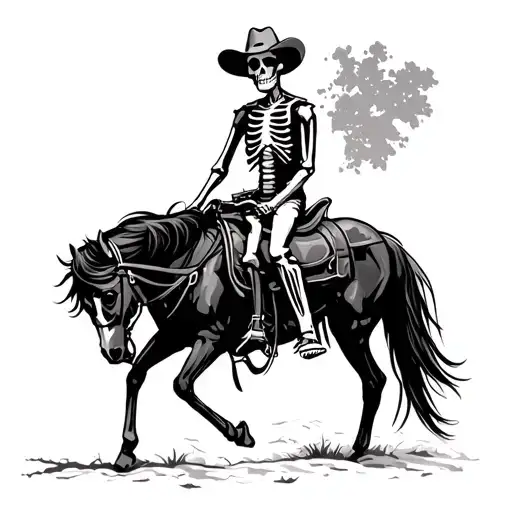 Skeleton Cowboy Riding Horse
