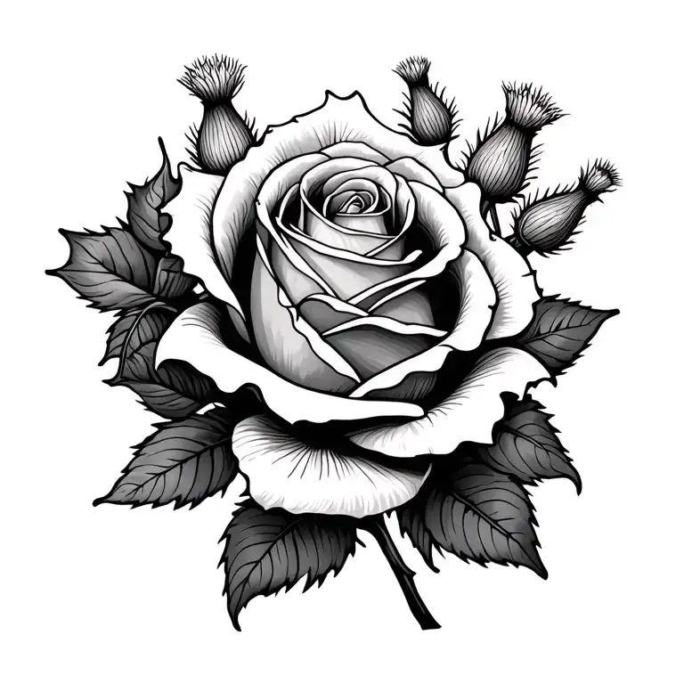Rose Intertwined With A Thistle Intertwined