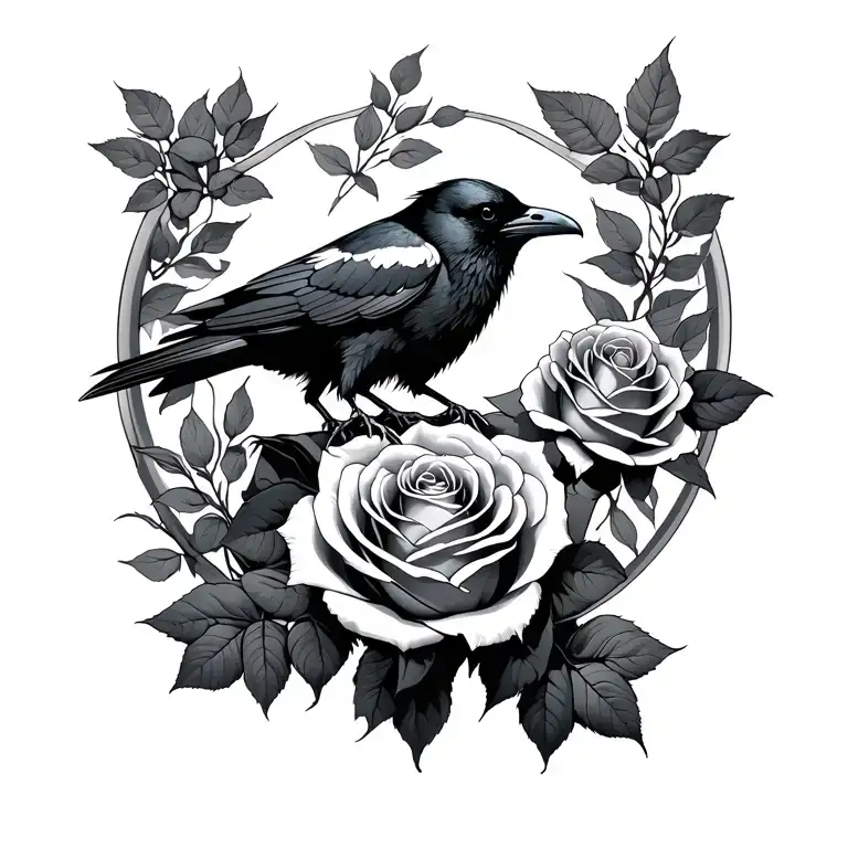 Rose With Raven Holding