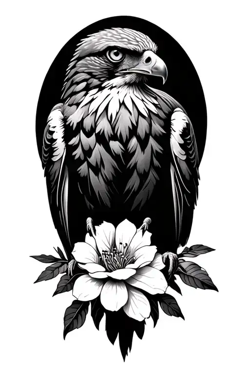 Perched Hawk Floral Design