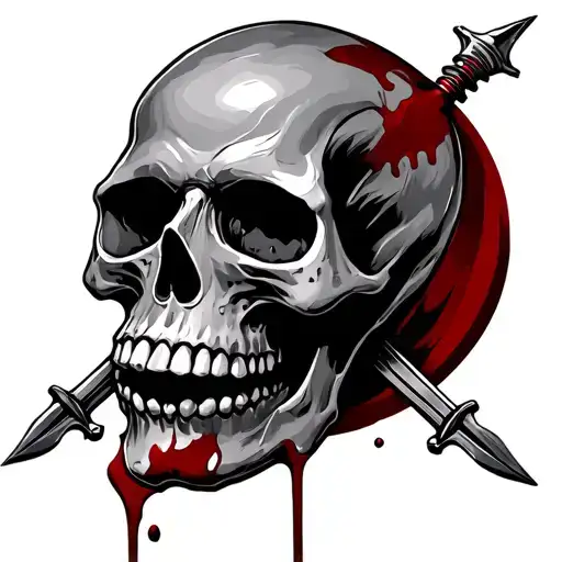 A Skull Pierced By Daggers With Blood