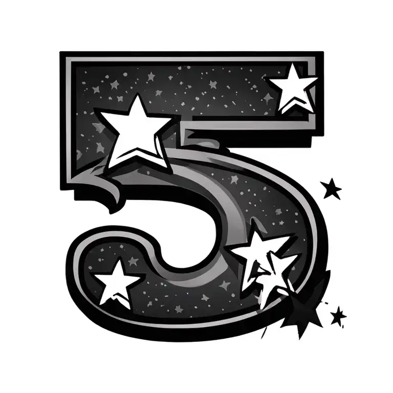 Number 5 With Five Stars Representing