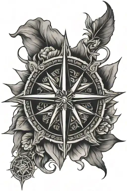 Wind Rose Tattoo Fine Line