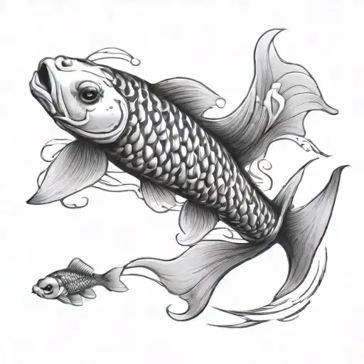 Koi Fish Swimming Upstream A Stone Path