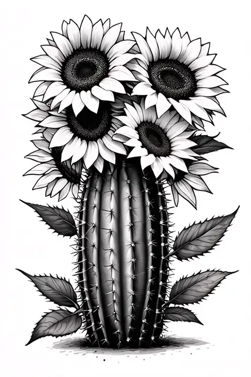 Cactus And Sunflowers