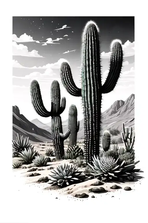 Cactus And Desert Landscape