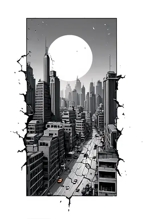Resilient Cityscape With Cracks