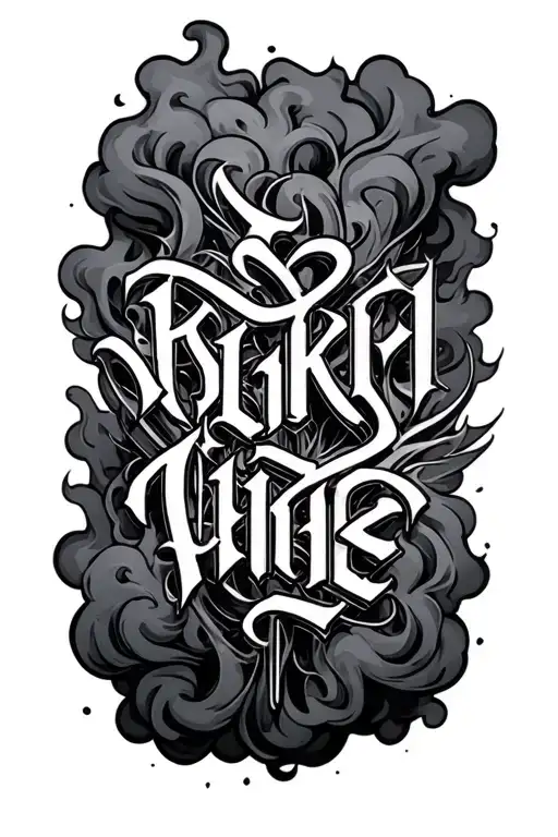 Resilient Lettering Tattoo With Smoke Background
