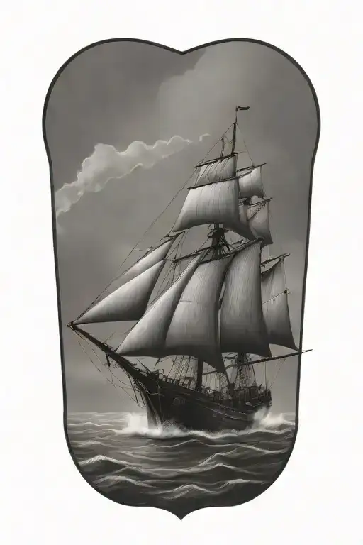 Sailing Ship Sailing Through Stormy