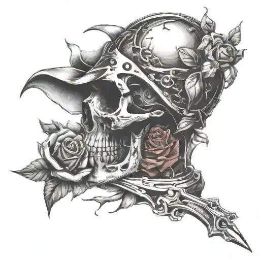 Skull And Roses With A D20 Dice