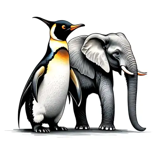 Penguin And Elephant To Represent Husband And Wife