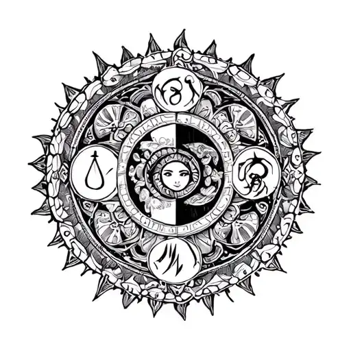 Mandala With Two Zodiacs Virgo And Aquarius Zodiac Sign