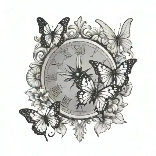 Bold Roman Numerals With Butterflies