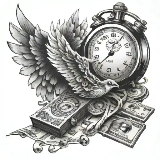 Dice Money Note Wings Stopwatch Inside Representing