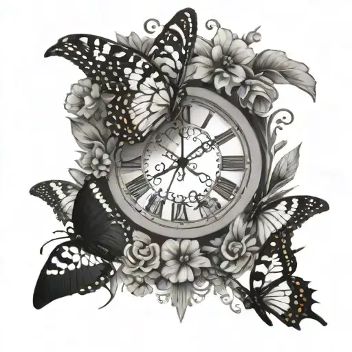 Bold Roman Numerals With Butterflies Fluttering