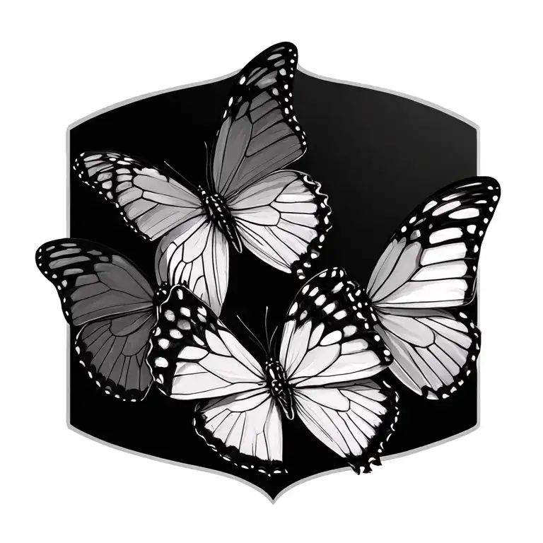 3 Small Butterflies Flying Together