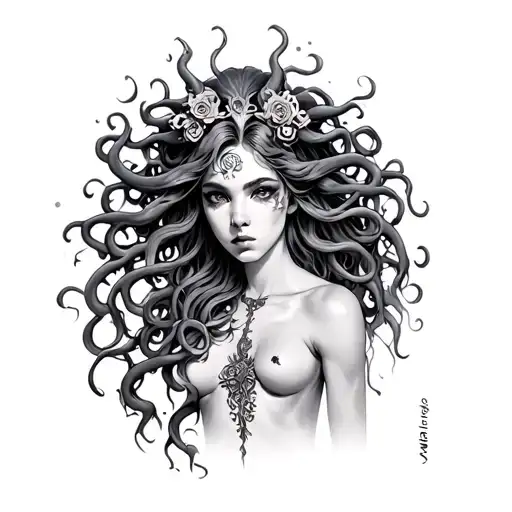 A Full Length Character That Combines The Bottom Half Of Ursala And The Top Half Of Medusa