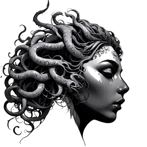 A Full Length Character That Combines The Bottom Half Of Ursala And The Top Half Of Medusa