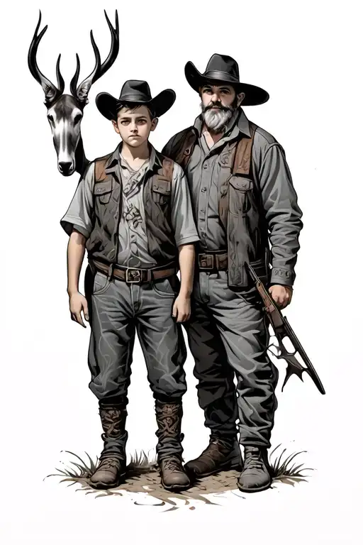 Father And Son Hunter Standing