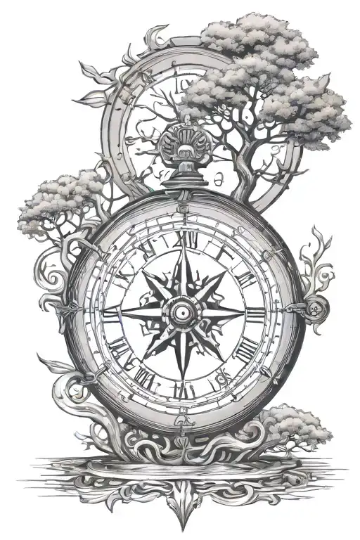 Tree Of Life Inside A Compass