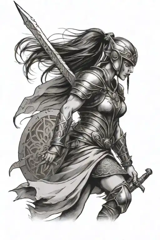 Female Warrior Walking Away