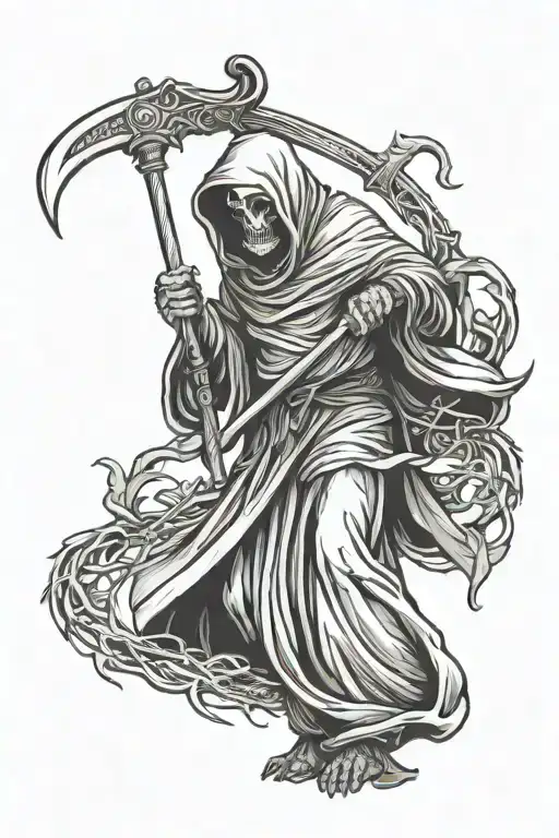 Grim Reaper Holding A Scythe