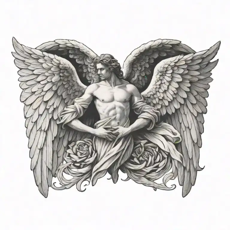 Flying Angel Holding Hands Reaching Towards