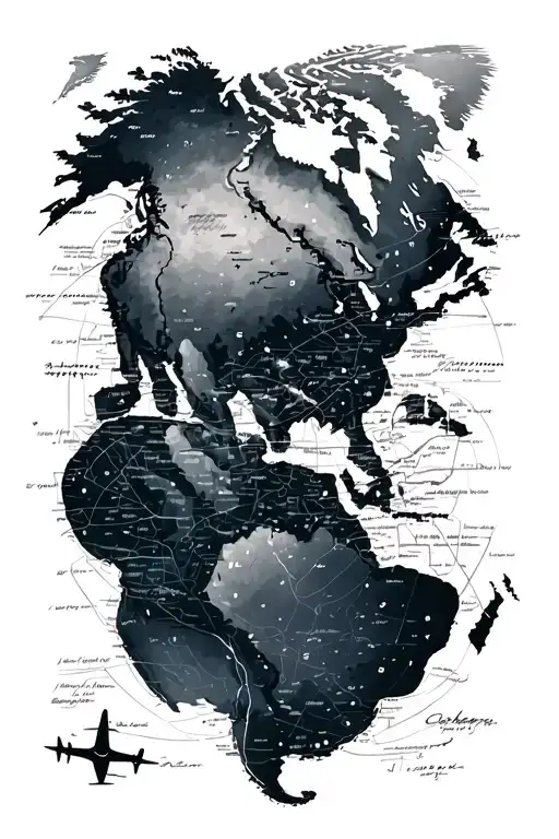 Aviation Map Background With Nature Aspects