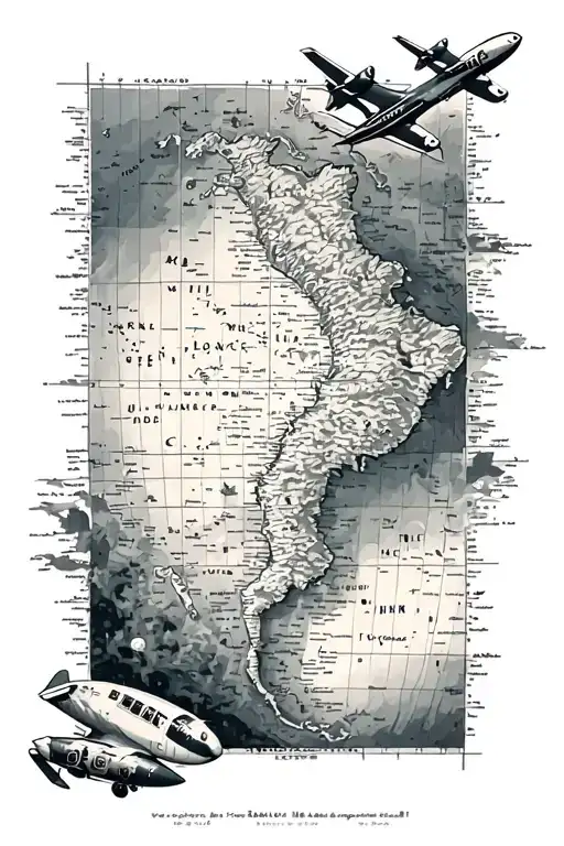 Aviation Map Background With Nature Aspects