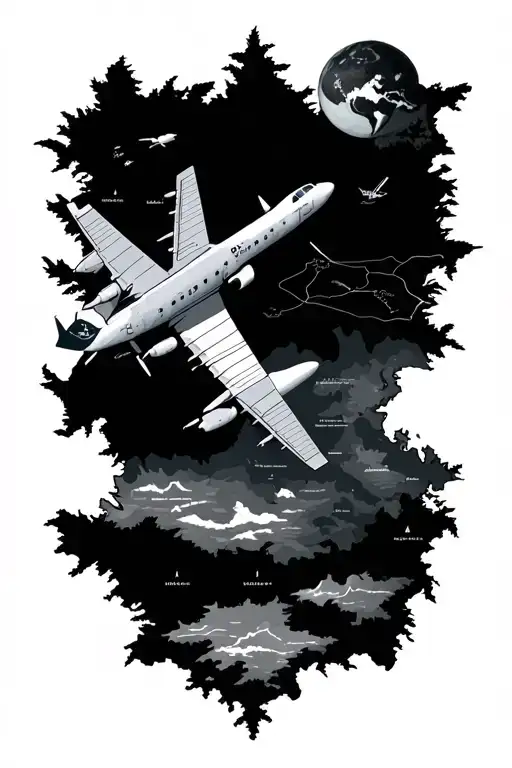 Aviation Map Background With Nature Aspects