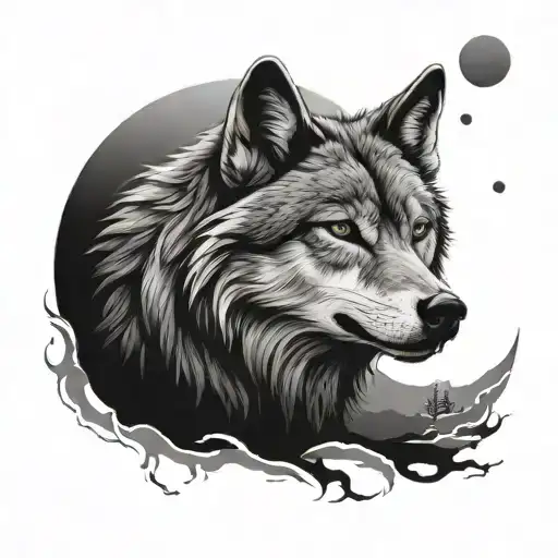 Wolf And Moon