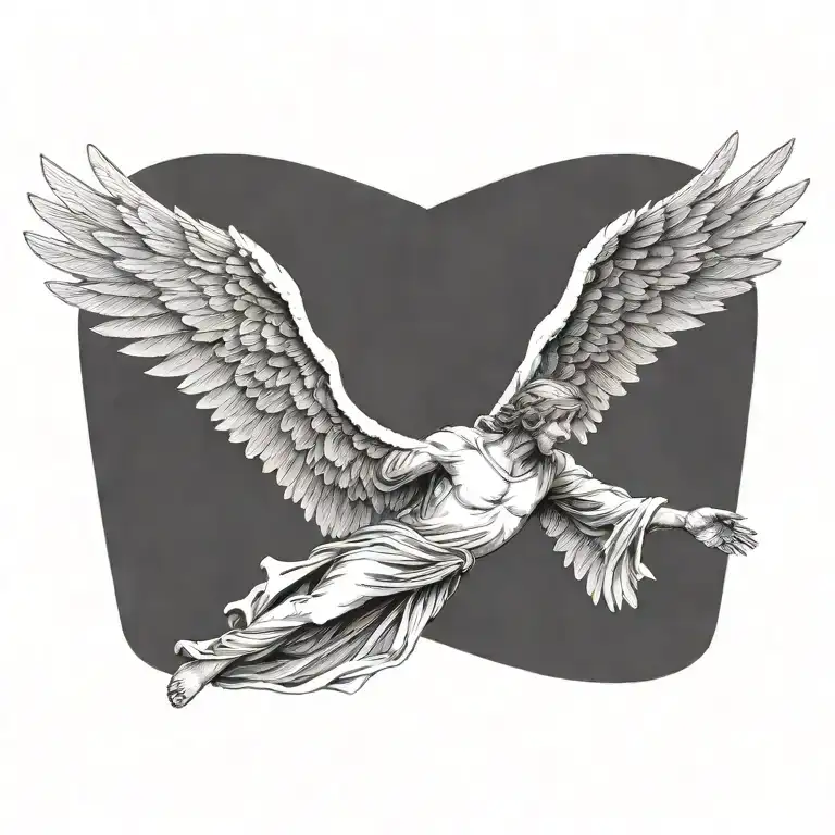 Flying Angel Holding Hands Reaching Towards Bright Shining