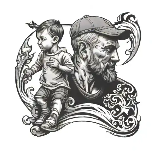 Father And Son Silloute