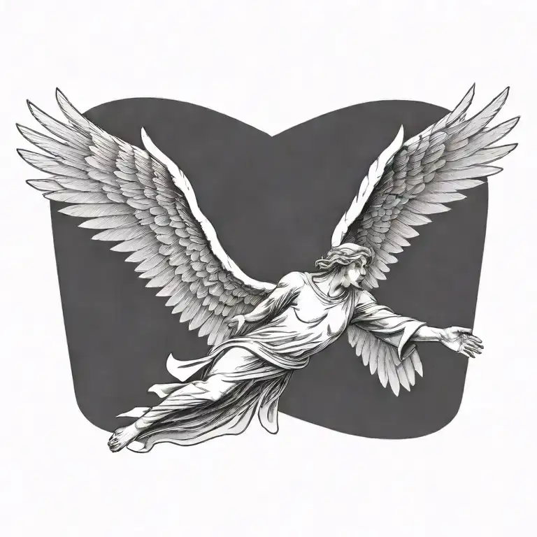 Flying Angel Holding Hands Reaching Towards Bright Shining