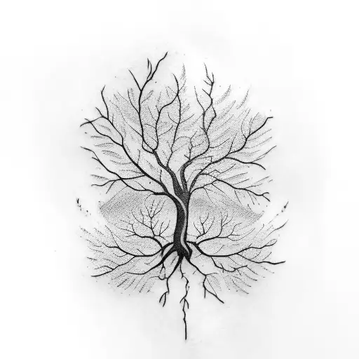 A Tattoo Of A Butcher's Knife Morphing Into A Tree Branch With Leaves Made Of Meat Cuts