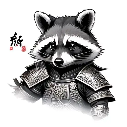 Raccoon In Samurai Armor