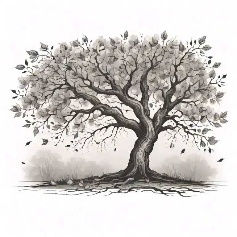 Tree And Falling Leaves