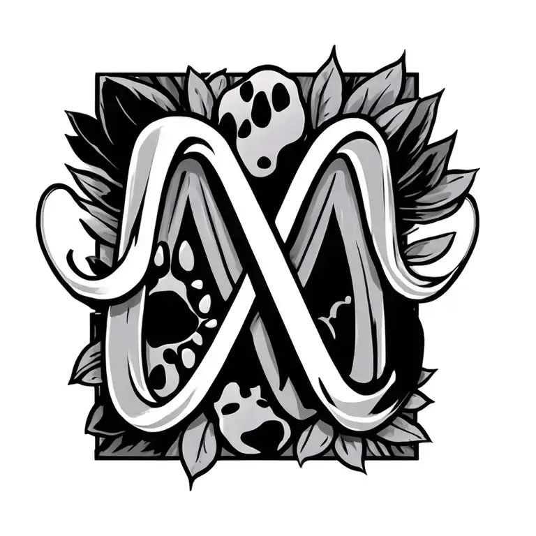 Infinity Symbol With Letter M And Dog Paw Print