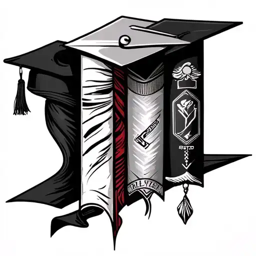 Tattoo Representing Four Different College Degrees From Different Schools In Their School Colors