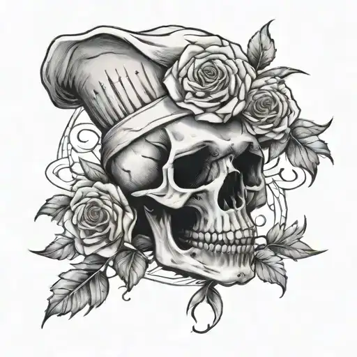 Skull Roses Chef Tattoo Van Gogh Theme Based On Stary