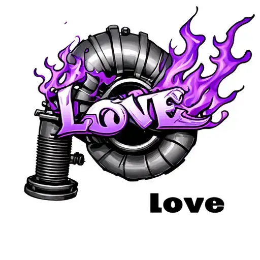 A Turbocharger That Sucks In The Word Love And Comes Out The Back In Purple Flames