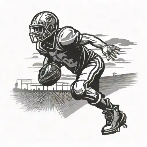 Silhoutte Standing In Football Field Simple Outline