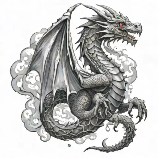 A Dragon Breathing Fire Made Up Of Chemical Elements