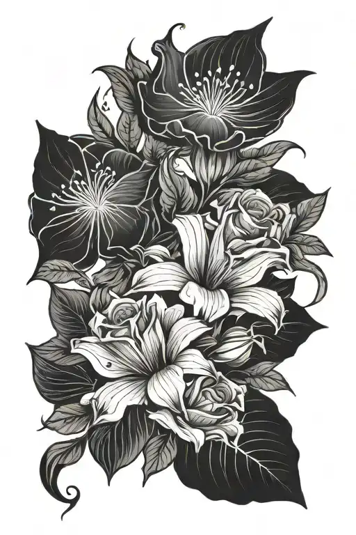 Violet Flower Water Lilly Morning Glory Vine Larkspur And Rose Long And Viney