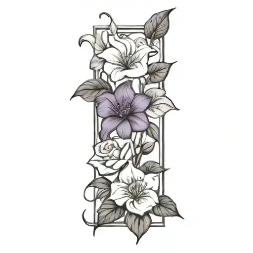 Violet Flower Water Lilly Morning Glory Vine Larkspur And Rose Long And Viney