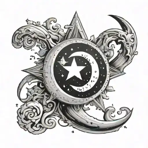 As Letter Hidden In Moon And Star Sign